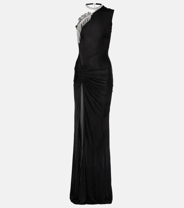 David Koma Crystal Feather jersey gown | LYBSTORE