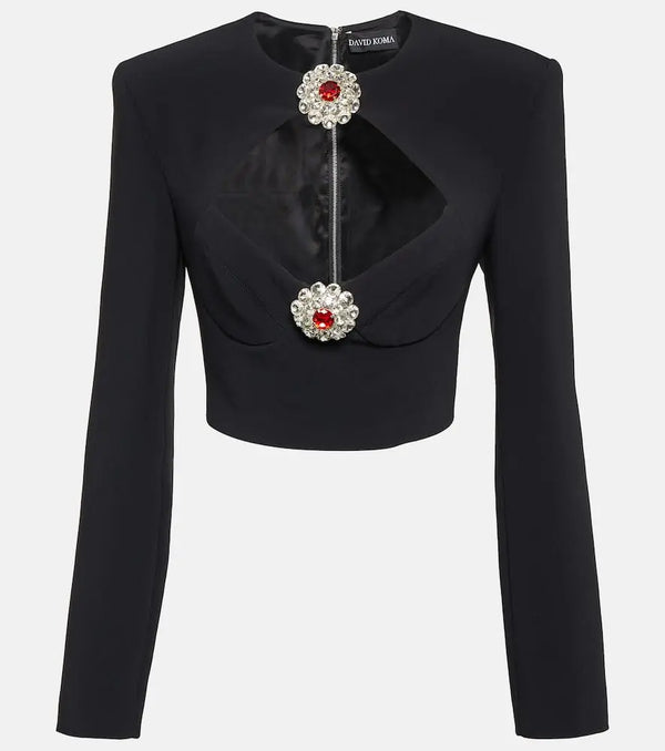 David Koma Crystal-embellished cutout top | LYBSTORE