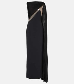 David Koma Draped tulle and jersey gown | LYBSTORE