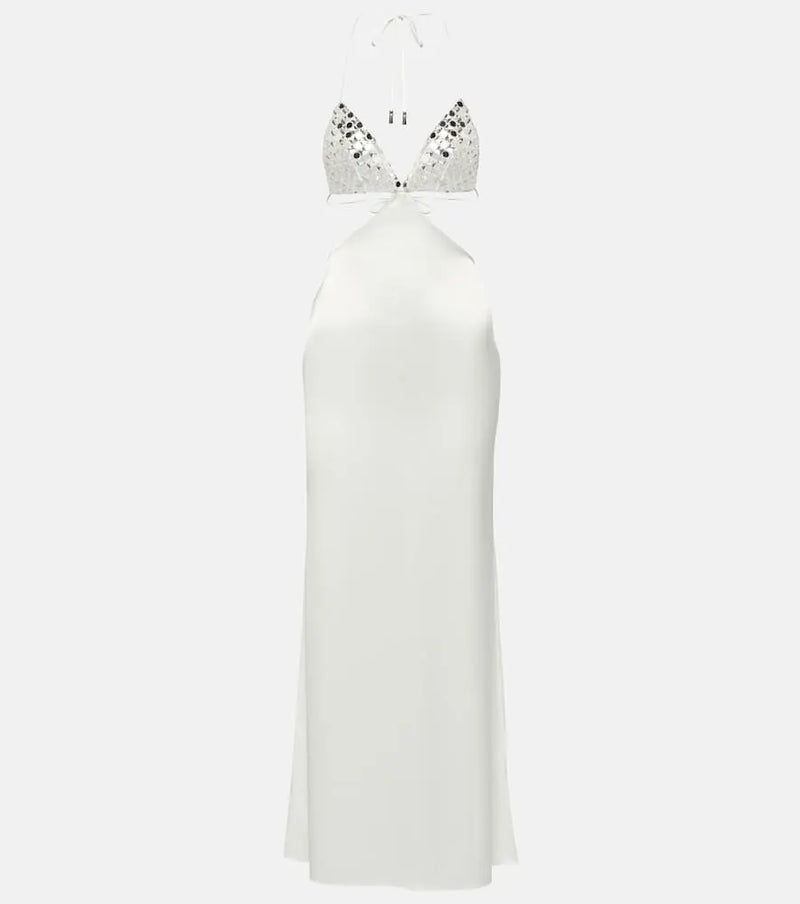 David Koma Embellished cutout satin slip dress