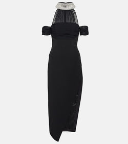 David Koma Embellished halterneck midi dress