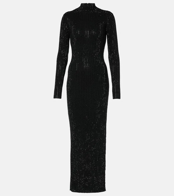 David Koma Embellished knitted cotton midi dress