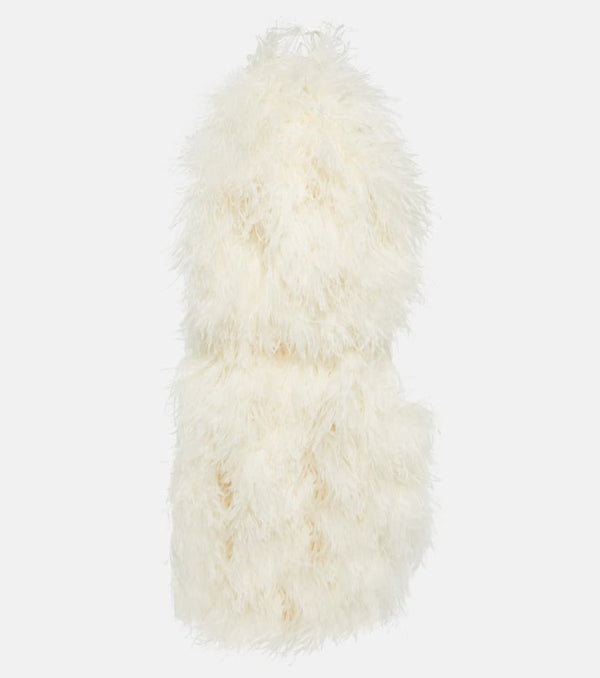 David Koma Feather-trimmed cady minidress