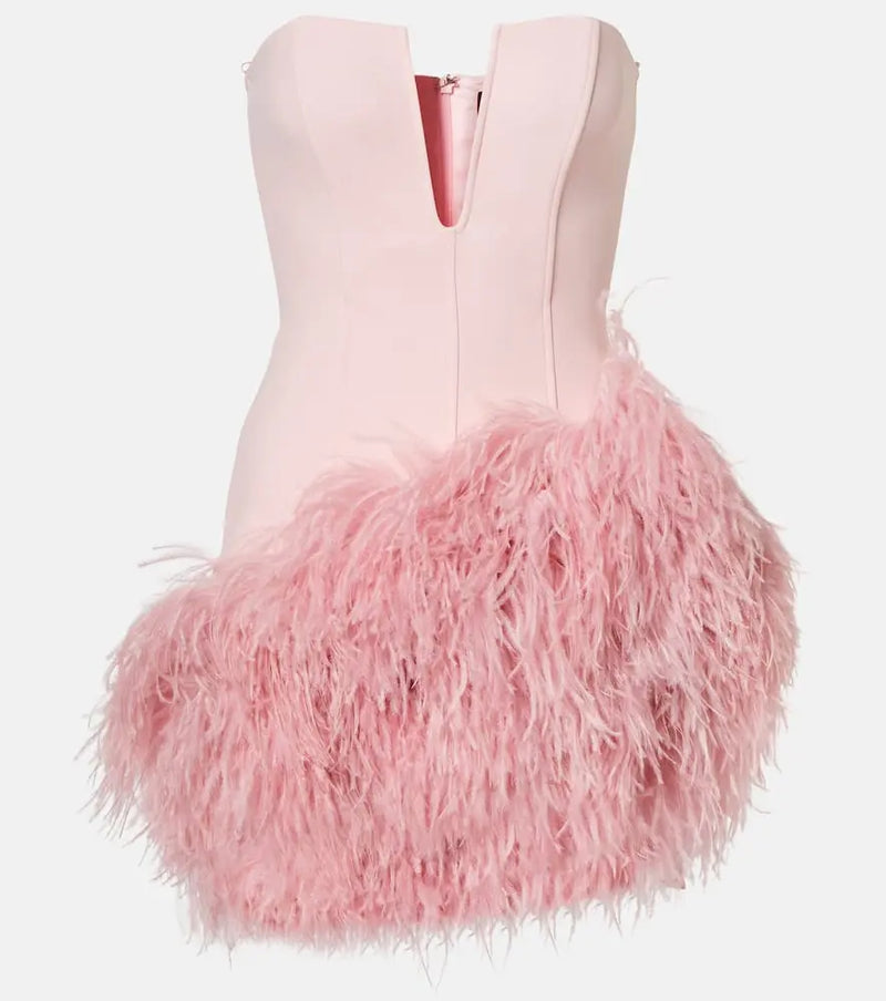 David Koma Feather-trimmed minidress