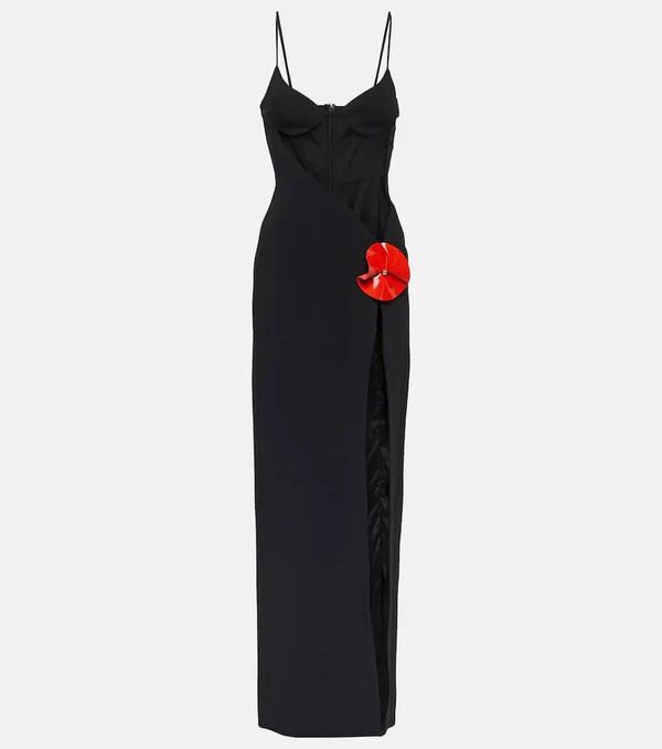 David Koma Floral-appliqué cady gown | LYBSTORE