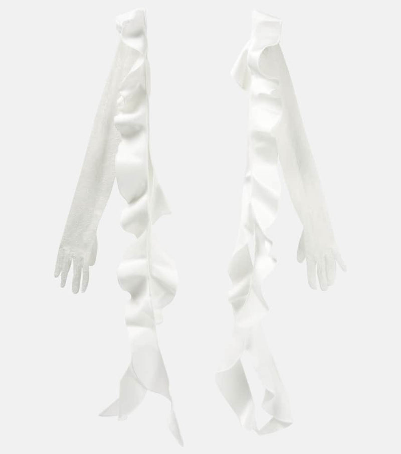 David Koma Lace gloves with ruffles