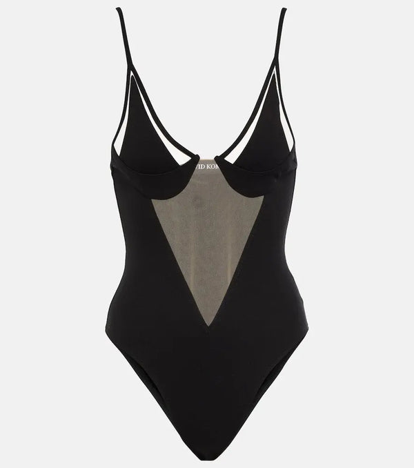 David Koma Mesh-paneled bodysuit | LYBSTORE