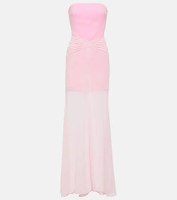 David Koma Tulle-trimmed ruched bustier gown | LYBSTORE