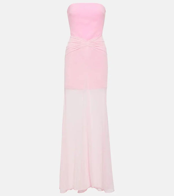 David Koma Tulle-trimmed ruched bustier gown | LYBSTORE