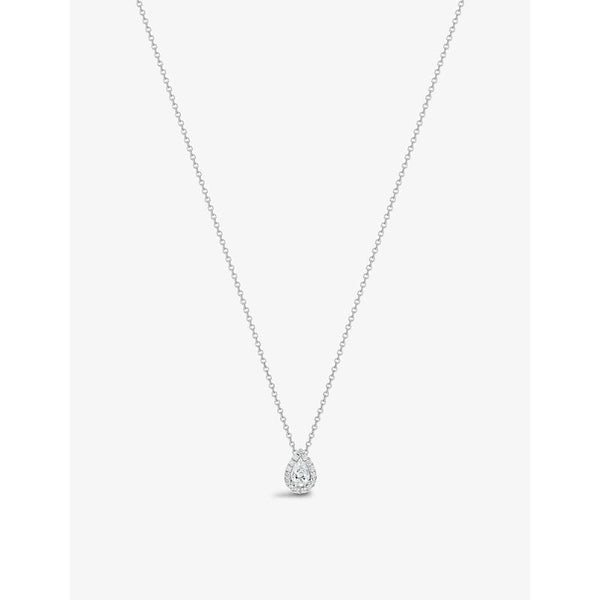 De Beers Jewellers Aura rhodium-plated 18ct white-gold and 0.29ct pear-cut diamond pendant necklace