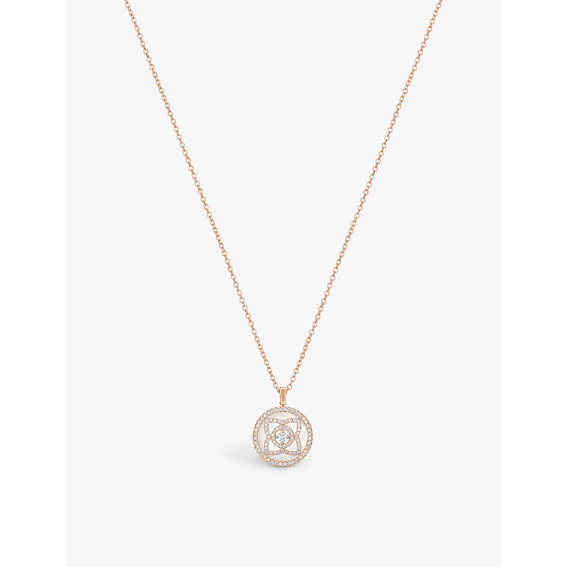 De Beers Jewellers Enchanted Lotus 18ct rose-gold and 0.15ct diamond pendant necklace