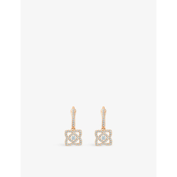 De Beers Jewellers Enchanted Lotus 18ct rose-gold and 0.35ct round-cut diamond earrings