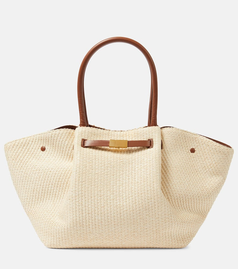 DeMellier New York leather-trimmed raffia tote bag | LYBSTORE