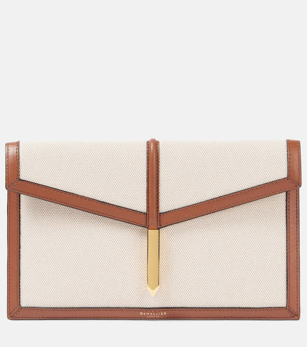 DeMellier Tokyo leather-trimmed canvas clutch