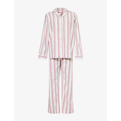 Womens Derek Rose Kelburn stripe long-sleeve cotton pyjama set