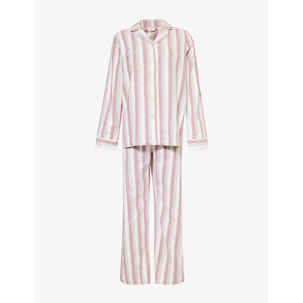 Womens Derek Rose Kelburn stripe long-sleeve cotton pyjama set