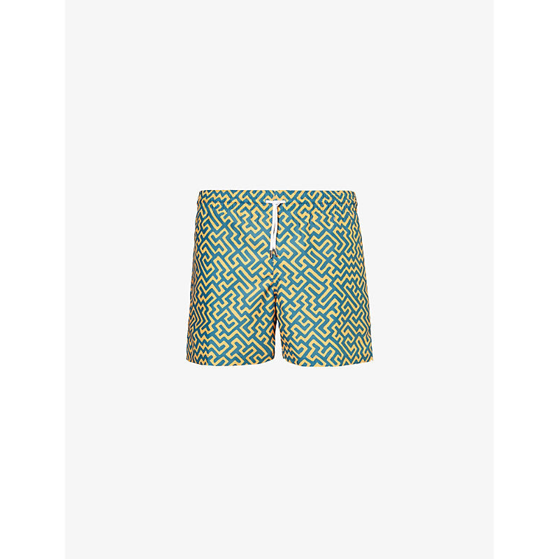 Mens Derek Rose Tropez brand-embroidered swim shorts