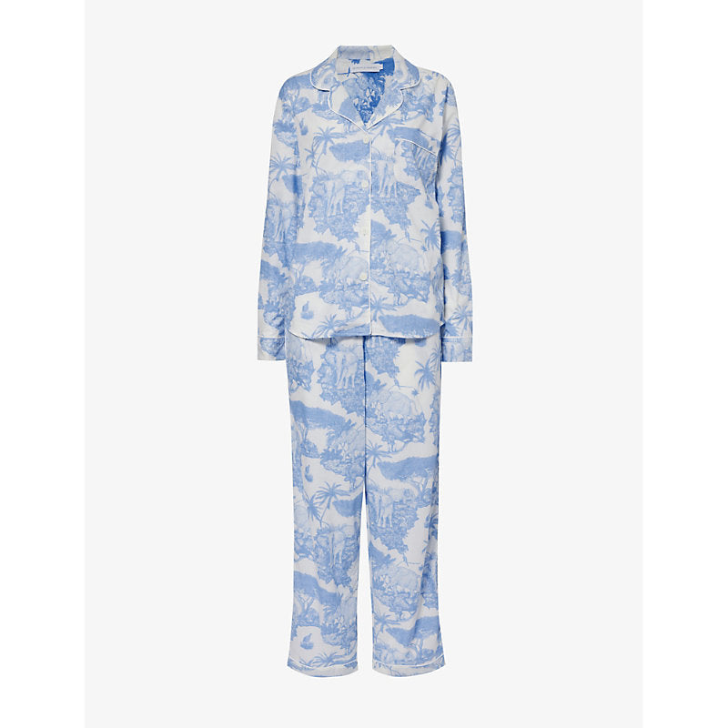 Desmond And Dempsey Loxodonta graphic-print cotton pyjamas