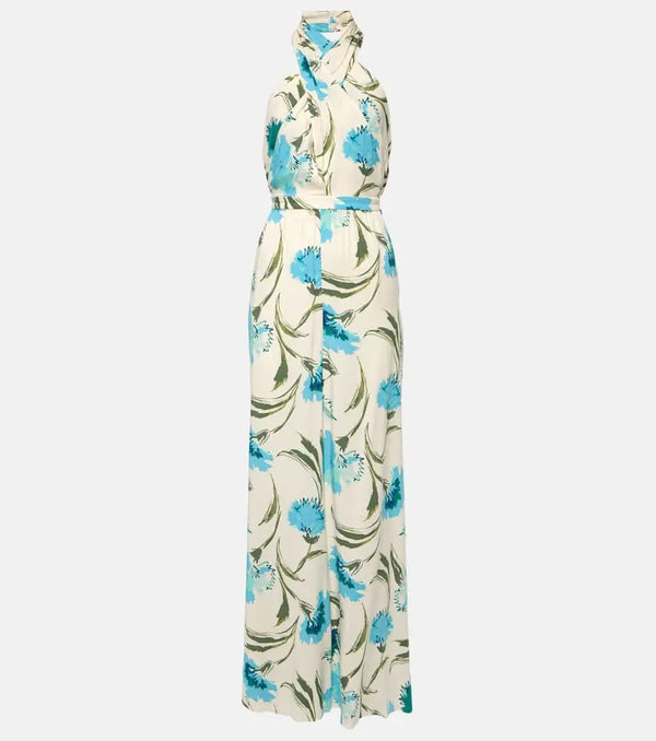 Diane von Furstenberg Cort floral halterneck jumpsuit | LYBSTORE