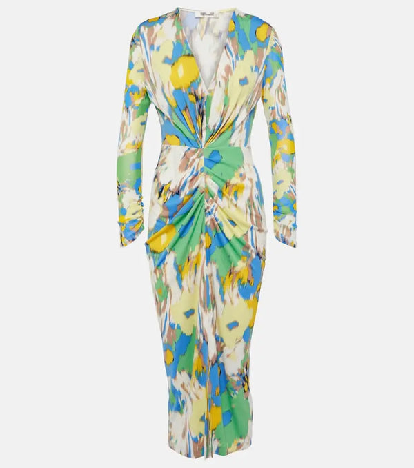 Diane von Furstenberg Hades printed ruched jersey midi dress | LYBSTORE