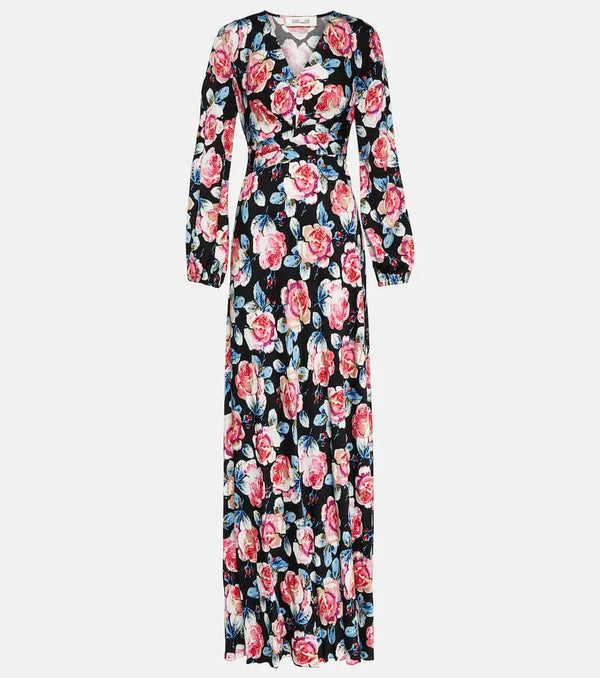 Diane von Furstenberg Monika floral satin maxi dress | LYBSTORE