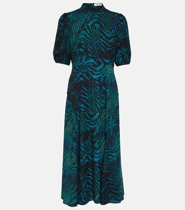 Diane von Furstenberg Nella tiger-print crêpe midi dress | LYBSTORE