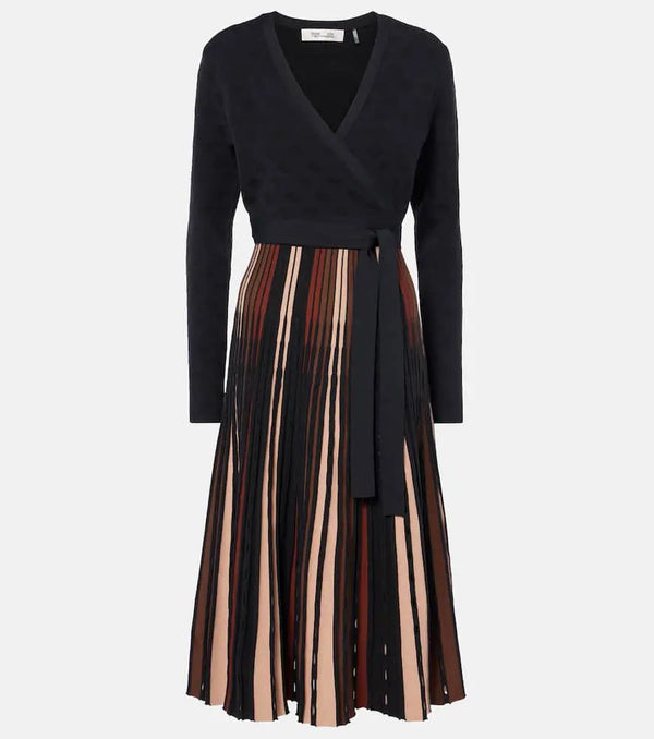 Diane von Furstenberg Ollie knitted plissé wrap dress