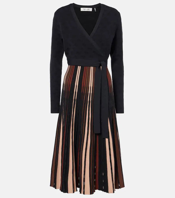 Diane von Furstenberg Ollie knitted plissé wrap dress | LYBSTORE