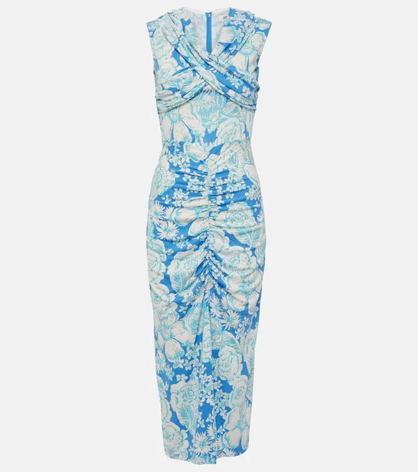 Diane von Furstenberg Stephen floral ruched jersey midi dress | LYBSTORE