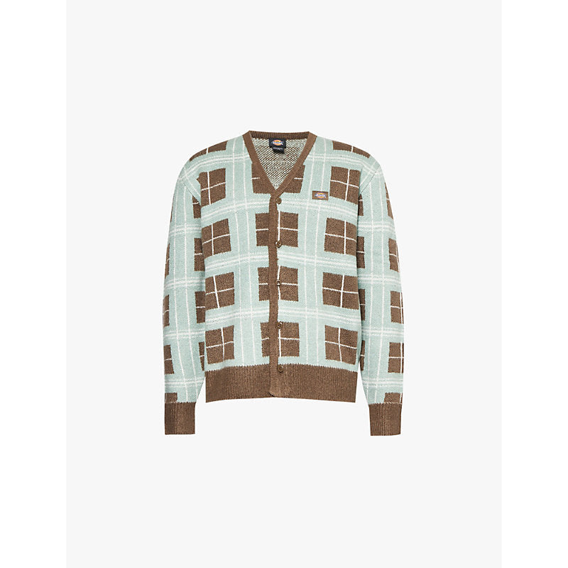 Dickies Stevensville brand-appliqué check knitted cardigan | LYBSTORE