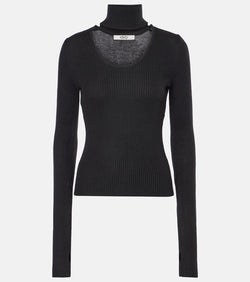 Didu Cutout ribbed-knit turtleneck top