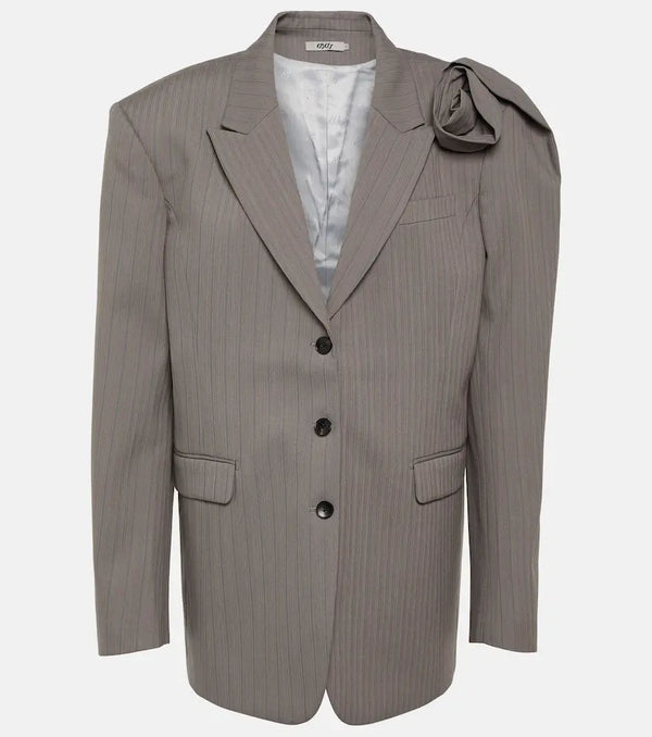 Didu Pinstripe floral-appliqué blazer | LYBSTORE