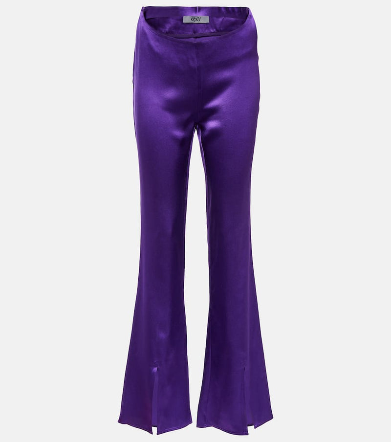 Didu Silk satin split-hem pants