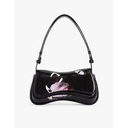 Womens Diesel Play logo-plaque patent shoulder bag