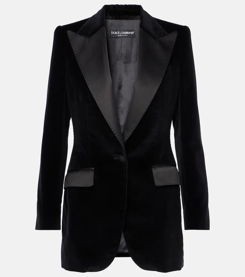 Dolce & Gabbana Cotton and silk-blend velvet tuxedo jacket | LYBSTORE