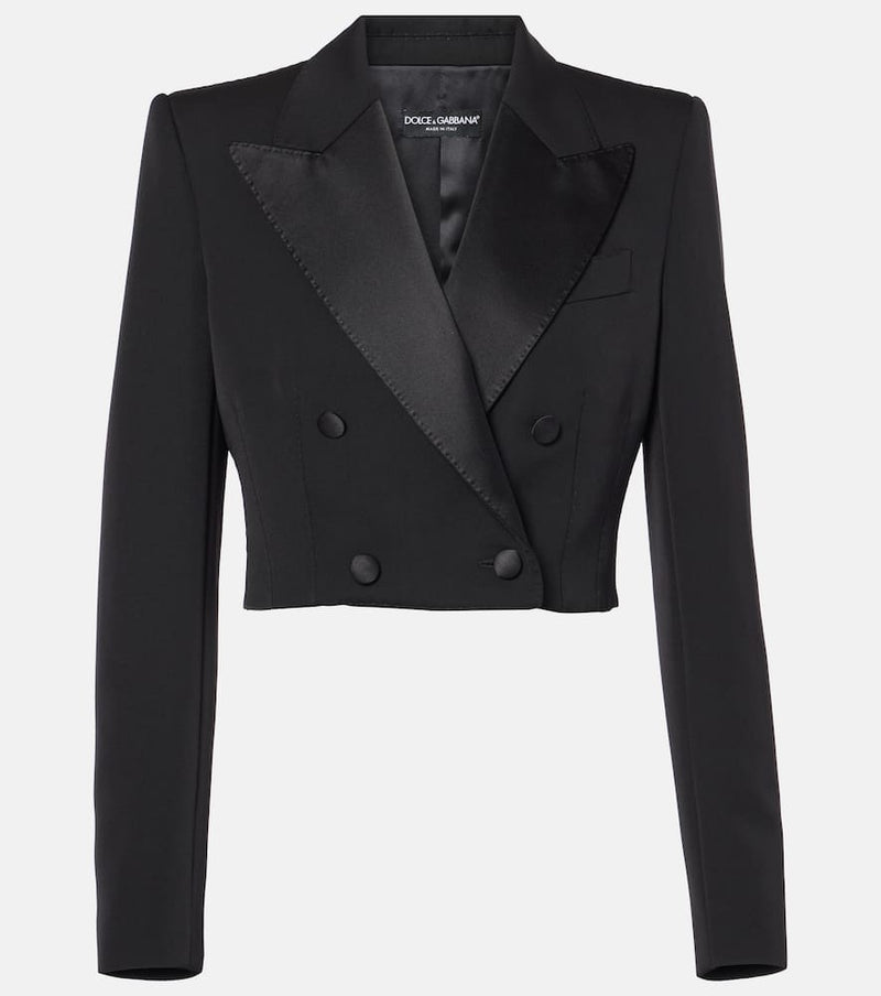 Dolce & Gabbana Cropped cotton-blend tuxedo jacket