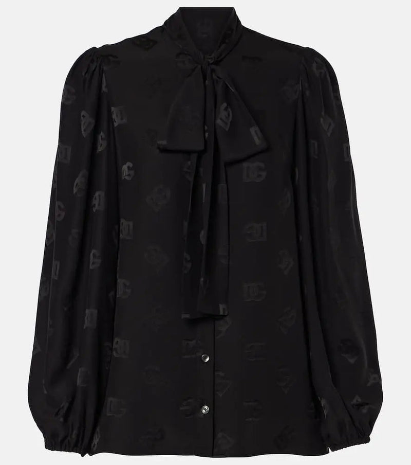 Dolce & Gabbana DG bow-detail silk blouse