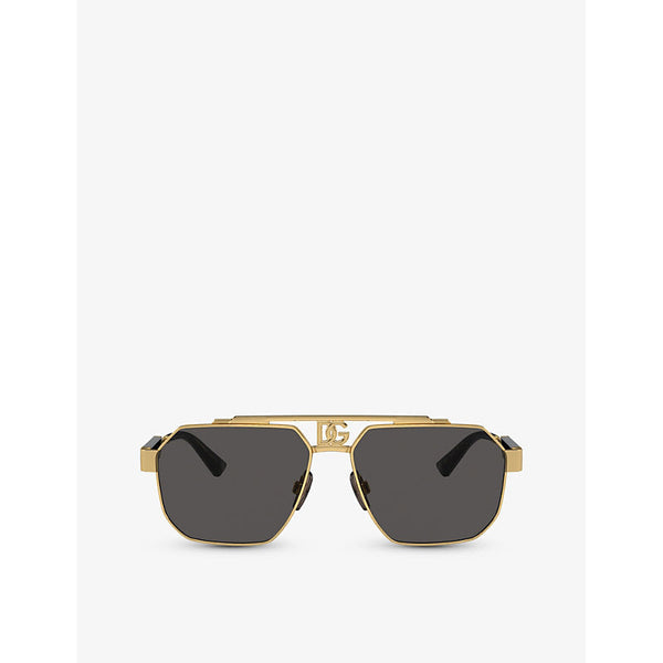 Dolce & Gabbana DG2294 pilot-frame steel sunglasses | LYBSTORE