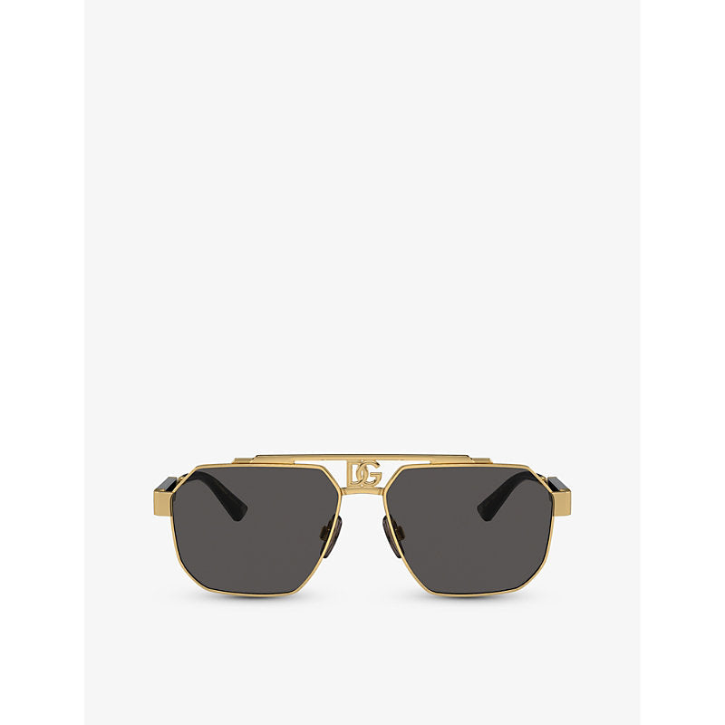 Dolce & Gabbana DG2294 pilot-frame steel sunglasses | LYBSTORE