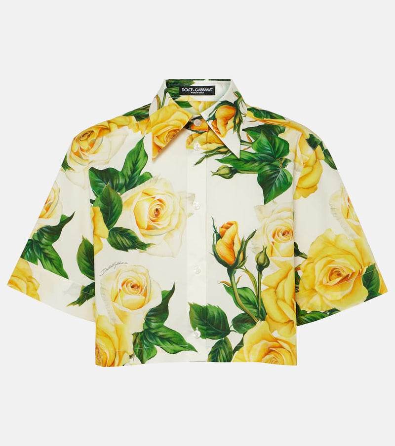 Dolce & Gabbana Floral cropped cotton poplin shirt