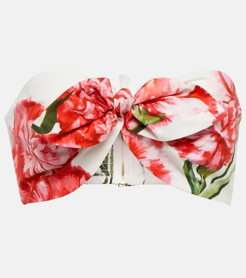 Dolce & Gabbana Floral-printed cotton bandeau top | LYBSTORE