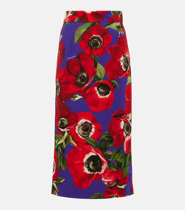 Dolce & Gabbana Floral silk-blend pencil skirt