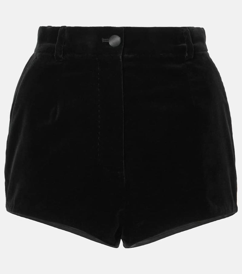 Dolce & Gabbana High-rise cotton and silk velvet shorts