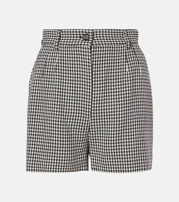 Dolce & Gabbana Houndstooth high-rise wool-blend shorts | LYBSTORE