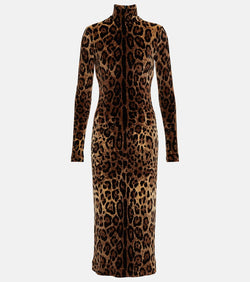 Dolce & Gabbana Jacquard leopard-print midi dress