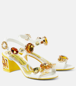 Dolce & Gabbana Keira embellished patent leather sandals | LYBSTORE