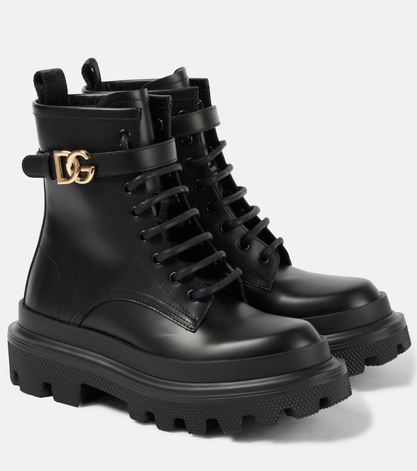 Dolce & Gabbana Logo leather combat boots