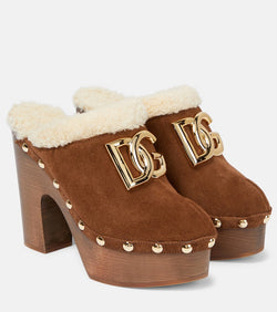 Dolce & Gabbana Logo suede platform clogs