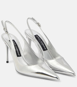 Dolce & Gabbana Lollo mirrored leather slingback pumps