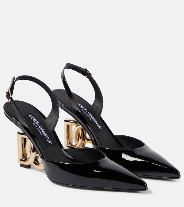 Dolce & Gabbana Lollo patent leather slingback pumps | LYBSTORE